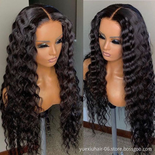 Wholesale Vendors Human Hair Extensions Wigs Brazilian Kinkly Curly Deep Wave Wigs Lace Front 360 Hd Frontal Wig For Black Women